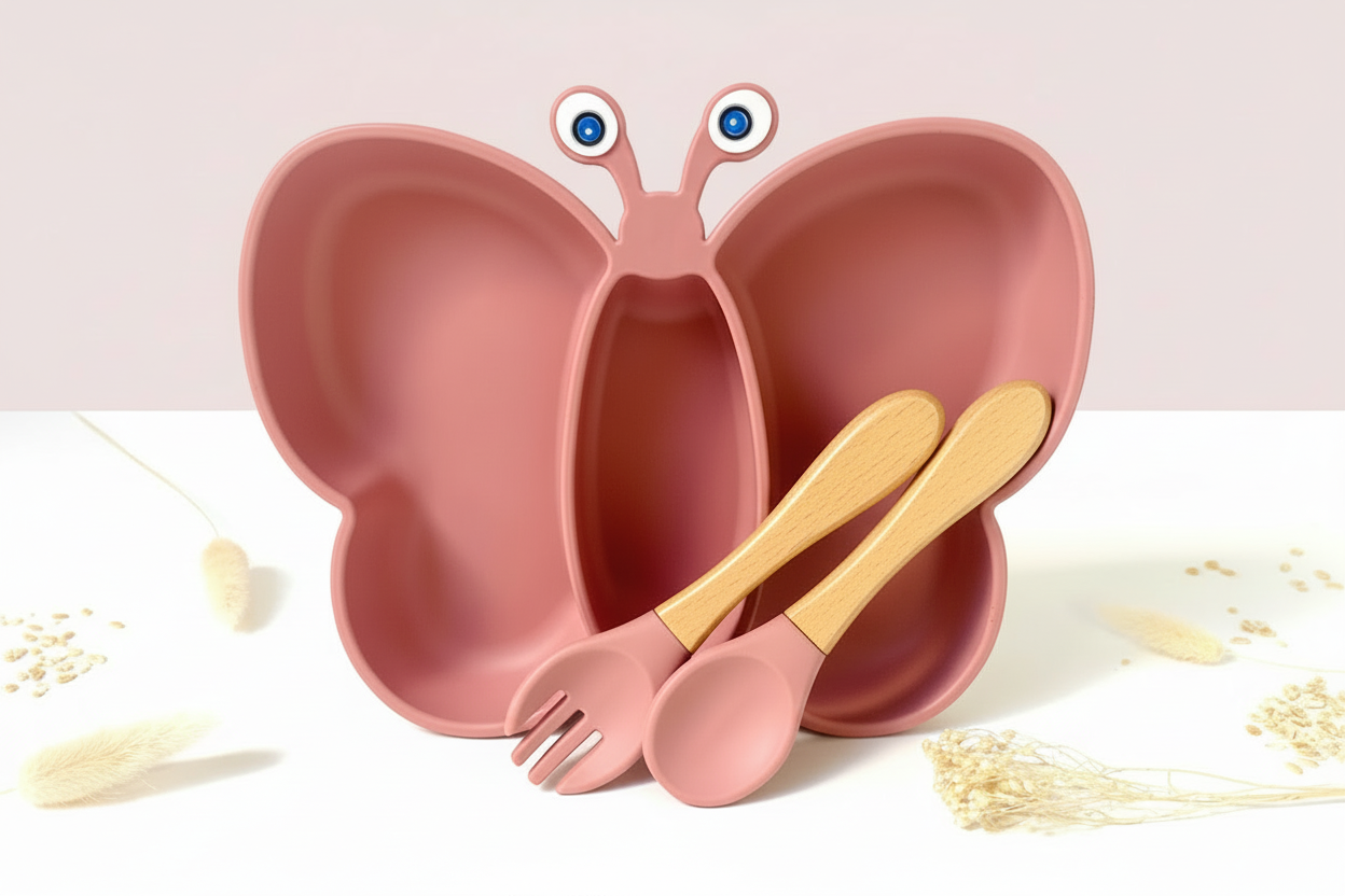 Butterfly Feeding Set – Plate with Cutlery | Les Petits Citrons