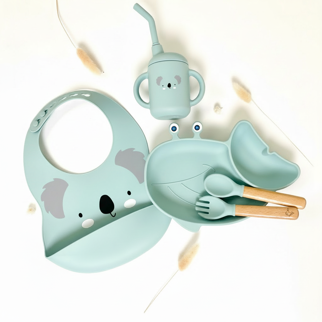 Whale Feeding Set – Plate with Cutlery, Bib and Straw Cup | Les Petits Citrons