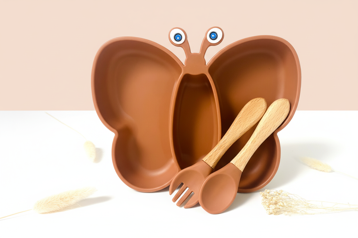 Butterfly Feeding Set – Plate with Cutlery | Les Petits Citrons